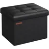 Image de SONGMICS Petit Tabouret de Rangement Pliable, Repose-Pieds, Pouf, PU, 31 x 41 x 31 cm, Capacité de Charge 130 kg, pour Salon, Chambre, Dortoir, Noir d’Encre LSF100B01