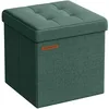 Image de SONGMICS Tabouret de Rangement, Petit Pouf Pliable, 30 x 30 cm, Repose-Pieds Cubique avec Rangement, Charge jusqu'à 130 kg, pour Salon, Chambre, Dortoir, Vert Rétro LSF028C01