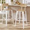 Image de VASAGLE Tabouret Bar Industriel, Lot de 4, Chaise Bar Cuisine, avec Dossier, Cadre en Acier, Montage Facile, Style Industriel, Marron Blé et Blanc Nuage LBC278K01