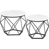 Image de VASAGLE Table Basse Ronde, Lot de 2, Table d’Appoint, Bout de Canapé, Style Moderne, Plateau Amovible, Cadre en Acier, pour Salon, Blanc et Noir LCT041W59