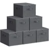Image de SONGMICS Boîte de Rangement, Pliable, avec Couvercle, Poignées, Coffre, Panier, pour Vêtements, Chaussres, en Tissu Non-tissé, Lot de 6, 40 x 30 x 25 cm, Gris Ardoise RZB003G02