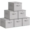 Image de SONGMICS Boîte de Rangement, Pliable, avec Couvercle, Poignées, Coffre, Panier, pour Vêtements, Chaussres, en Tissu Non-tissé, Lot de 6, 40 x 30 x 25 cm, Gris Tourterelle RZB003W02