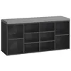 Image de VASAGLE Custos Collection - Banc à Chaussures, Banc de Rangement avec Coussin Rembourré, 10 Compartiments, Étagères Réglables, pour Salon, Couloir, 30 x 104 x 48 cm, Noir Boisé LHS010B07
