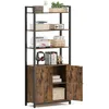 Image de VASAGLE Bibliothèque Verticale à 6 Niveaux avec Porte, Structure en Métal, Étagères Réglables, 24 x 60 x 159,5 cm, pour Salon, Chambre, Marron Rustique et Noir d Encre LLS133K01
