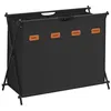 Image de SONGMICS Panier à Linge, Corbeille à Linge, Trieur de Linge de 155 L, 4 Sections, Structure en X Pliable, Organisateur de Vêtements avec Étiquettes Personnalisables, Noir d'Encre LCB140B01