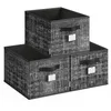 Image de SONGMICS Boîtes de Rangement Pliables, Lot de 3, Paniers de Rangement en Tissu, 40 x 30 x 24 cm, Organisateurs, 2 Poignées, Porte-Étiquettes, pour Chambre, Salon, Noir d'Encre ROB440B01