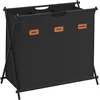 Image de SONGMICS Panier à Linge, Corbeille à Linge, Trieur de Linge de 135 L, 3 Sections, Structure en X Pliable, Organisateur de Vêtements avec Étiquettes Personnalisables, Buanderie, Noir d'Encre LCB130B01
