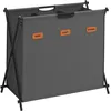 Image de SONGMICS Panier à Linge, Corbeille à Linge, Trieur de Linge de 135 L, 3 Sections, Structure en X Pliable, Organisateur de Vêtements avec Étiquettes Personnalisables, Buanderie, Gris Ardoise LCB130G01