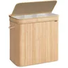 Image de SONGMICS Panier à Linge Sale avec Couvercle, Corbeille Linge Sale en Bambou, Sac Intérieur Amovible et Lavable en Machine, Poignées, Volume 150 L, Buanderie, Chambre, Salon, Bambou Naturel LCB062N01