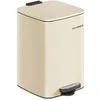 Image de SONGMICS Poubelle de Cuisine, Poubelle 20 L, Poubelle à Pédale en Acier, avec Seau Intérieur, Fermeture Douce et Maintien en Ouverture, Beige Sable LTB592A02