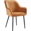 Image de SONGMICS LDC087KN01 Chaise de Salle à Manger ou de Cuisine rembourrée en Velours avec accoudoirs Charge Max. 120 kg Pieds en métal Marron Caramel et Noir d'encre