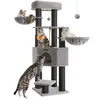 Image de Feandrea Arbre à Chat Grand et Stable, Auto-toiletteurs, Poteaux à Griffer, Niche, Hamacs, Plateformes, Corde en Sisal, 50 x 50 x 160 cm, Gris Tourterelle et Noir PCT003W01