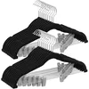 Image de SONGMICS Cintres pour Pantalons, Lot de 10, en Velours, Longueur 42,5 cm, avec Pinces Réglables, Antiglisse, Gain de Place, pour Pantalons, Manteaux, Robes, Noir CRF012B10