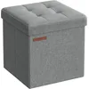 Image de SONGMICS Tabouret de Rangement, Petit Pouf Pliable, 30 x 30 cm, Repose-Pieds Cubique avec Rangement, Charge jusqu'à 130 kg, pour Salon, Chambre, Dortoir, Gris Clair LSF028G02