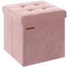 Image de SONGMICS Tabouret de Rangement, Petit Pouf Pliable, 38 x 38 cm, Repose-Pieds Cubique avec Rangement, Charge jusqu'à 300 kg, pour Salon, Chambre, Dortoir, Rose Bonbon LSF227R01