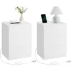 Image de VASAGLE Kailyn Collection - Table de Chevet avec Multiprise, Lot de 2, Table d’Appoint avec 3 Tiroirs, 2 Prises CA, 2 Ports USB, pour Salon, Chambre, Bureau, Moderne, Blanc Nuage LET831W14