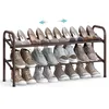 Image de SONGMICS Étagère à Chaussures à 2 Niveaux, Rangement Ajustable pour Chaussures, pour Entrée, Placard, Assemblage Facile, en Métal, Bronze LMR029A01