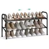Image de SONGMICS Étagère à Chaussures à 2 Niveaux, Rangement Ajustable pour Chaussures, pour Entrée, Placard, Assemblage Facile, en Métal, Noir d’Encre LMR029B01
