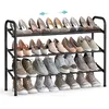Image de SONGMICS Étagère à Chaussures à 3 Niveaux, Rangement Ajustable pour Chaussures, pour Entrée, Placard, Assemblage Facile, en Métal, Noir d'encre LMR039B01