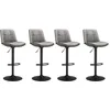 Image de VASAGLE Tabourets de Bar, Lot de 2, Chaise de Cuisine, Siège Pivotant à Hauteur Réglable, Matelassé, en PU, avec Dossier et Repose-Pieds, Salle à Manger, Comptoir, Acier, Gris Tourterelle LJB095G01