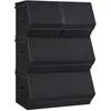Image de SONGMICS Boîte de Rangement avec Couvercle, Lot de 4, Coffre, Panier, Empilable, avec Fermetures Magnétiques, en Tissu, Cadre en Métal, pour Vêtements, Livres, Noir Classique RLB022B01
