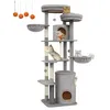 Image de Feandrea Arbre à Chat 196 cm, Forme de Tour, Poteau Griffoir Intérieur, Multi-Niveaux, 2 Plateformes, 3 Niches, 2 Hamacs, 4 Pompons, Tissu Peluche, Gris Clair PCT153W01