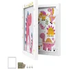 Image de SONGMICS Cadre Dessin Enfant, Lot de 2 Cadres Photo, A4, 22 x 28 cm, Contient jusqu'à 150 Dessins, MDF, Verre, Comprend un Fond, Autocollants, Pointes Sans Trace, 34,5 x 25,5 cm, Blanc Mat RPF052W02