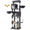Image de Feandrea Grand Arbre à Chat, Tour à Chat de 190,7 cm de Haut, Multi-Niveaux, avec 2 Niches, 2 Paniers, 5 Griffoirs, Toilettage Autonome, Perchoir, Hamac, Gris Foncé PCT183G02