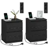 Image de VASAGLE Kailyn Collection - Lot de 2, Table de Chevet avec Multiprise, Table d'Appoint, 2 Tiroirs, 2 Prises CA, 2 Ports USB-A, pour Salon, Chambre, Bureau, Moderne, Noir Boisé LET821B02