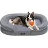 Image de Feandrea Panier pour Chien de Taille Grande, 91 x 68 x 18 cm, Orthopédique, Mousse Alvéolée, Doublure Hydrofuge, Bords Surélevés, Housse Amovible et Lavable, Antidérapant, Gris Clair PGW282G01