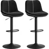 Image de VASAGLE Lot de 2 Tabourets de Bar, Pivotants, Réglables en Hauteur, Dossier Ergonomique, Velours, Base Métallique, Modernes, pour Îlot de Cuisine, Bar, Noir d'encre LJB188B01