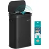 Image de SONGMICS Poubelle de Cuisine Automatique 50 L, Capteur de Mouvement, Ouverture Automatique ou Tactile, Fermeture Douce, Acier, 15 Sacs Poubelle, Noir d'Encre LTB640B02
