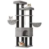 Image de Feandrea Grand Arbre à Chat, Tour de Jeux pour Chat à Plusieurs Niveaux, XXL, 55 x 55 x 186,7 cm, Poteaux en Sisal de 11 cm de Diamètre, Les Maine Coons, Gris Tourterelle et Noir d'encre PCT008G02
