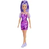 Image de Barbie Fashionistas poupée Mannequin #178 aux Cheveux Longs Violets avec Robe Violette irisée et Baskets Violettes, Jouet pour Enfant, HBV12