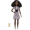 Image de Barbie Métiers poupée Photographe Animalière Brune, avec Robe imprimé coeurs, Chaussures, Accessoire Appareil Photo et Figurine Chiot, Jouet Enfant, HCN10