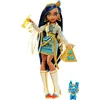 Image de Monster High Poupée Cleo De Nile avec Accessoires Et Animal De Compagnie, Poupée Mode Articulée, Cheveux avec Mèches Bleues, Jouet Enfant, Dès 3 Ans, HHK54