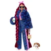 Image de Barbie Poupée Mannequin Extra n° 17 avec Pantalon et Veste en Fausse Fourrure à Imprimé Léopard, Très Longs Cheveux, Figurine Chiot et Accessoires, Jouet Enfant, Dès 3 Ans, HHN09
