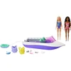 Image de Barbie Coffret Le Pouvoir des Sirènes avec 2 Poupées Malibu Et Brooklyn, 1 Bateau À Fond Transparent 45,7 Cm, 4 Sièges Et Accessoires, Jouet Enfant, A Partir De 3 Ans, HJK58