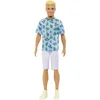 Image de Barbie Poupée Mannequin Ken Fashionistas N° 211 Blonde, avec T-Shirt Cactus Et Palmier, Short Blanc Et Baskets, À Collectionner, Jouet Enfant, A Partir De 3 Ans, HJT10