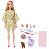 Image de Barbie Coffret Bien-Être Va au Spa, poupée Mannequin Blonde avec Chiot, Peignoir imprimé Citrons, Serre-tête et Masque, Jouet Enfant, Dès 3 Ans, HKT90