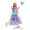 Image de Barbie Une Touche de Magie, Poupée Malibu avec Longs Cheveux Fantaisie Roses Et Violets, Robe Pailletée, Animaux De Compagnie, Jouet pour Enfant de 3 Ans et Plus, HLW32