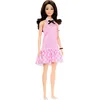 Image de Barbie Barbie Fashionistas 224 Poupée avec cheveux noirs coiffés en brushing inversé, robe vichy rose et accessoires, poupée de collection 65ème anniversaire,HRH21