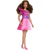 Image de Barbie Barbie Fashionistas 225 Poupée avec morphologie ronde, cheveux bruns, robe rose scintillante et accessoires, poupée de collection 65ème anniversaire, HRH22