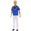 Image de Barbie® Fashionistas Poupée Ken n° 226 vêtu d’une chemise western amovible, d’un pantalon et de bottes, poupée blonde tendance 65e anniversaire à collectionner, HRH25