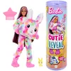 Image de Barbie Barbie Cutie Reveal Poupée et accessoires avec costume lapin tie-dye en peluche et 10 surprises, dont le changement de couleur, série Rêve Coloré, HRK38