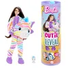 Image de Barbie Barbie Cutie Reveal Poupée et accessoires avec costume zèbre multicolore en peluche et 10 surprises, dont le changement de couleur, série Rêve Coloré, HRK39