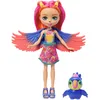 Image de Enchantimals Sunshine Beach, Trippi Toucan et son animal de compagnie Canopy, mini-poupée avec jupe amovible et accessoires, cadeaux pour enfants, HRX83