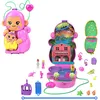 Image de Polly Pocket Coffret 2-en-1 Maman et bébé Singe à Porter | Ensemble sac à mains avec 17 accessoires, 2 mini-poupées et amis animaux, thème aventure, jouet portable, HWP04
