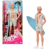 Image de Barbie Ken du film Barbie Poupée avec ensemble de plage rayé rose et vert pastel, planche de surf et baskets blanches, JBJ54