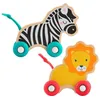 Image de Fisher-Price Animaux à pousser en bois - Véhicule lion et zèbre pour jeu à quatre pattes - 2 pièces en bois - dès 6 mois - JFN19